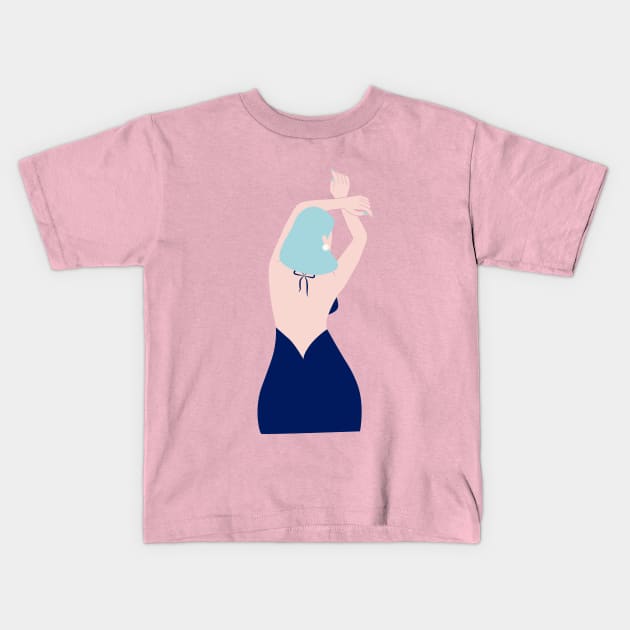 Blue girl. Kids T-Shirt by candelanieto